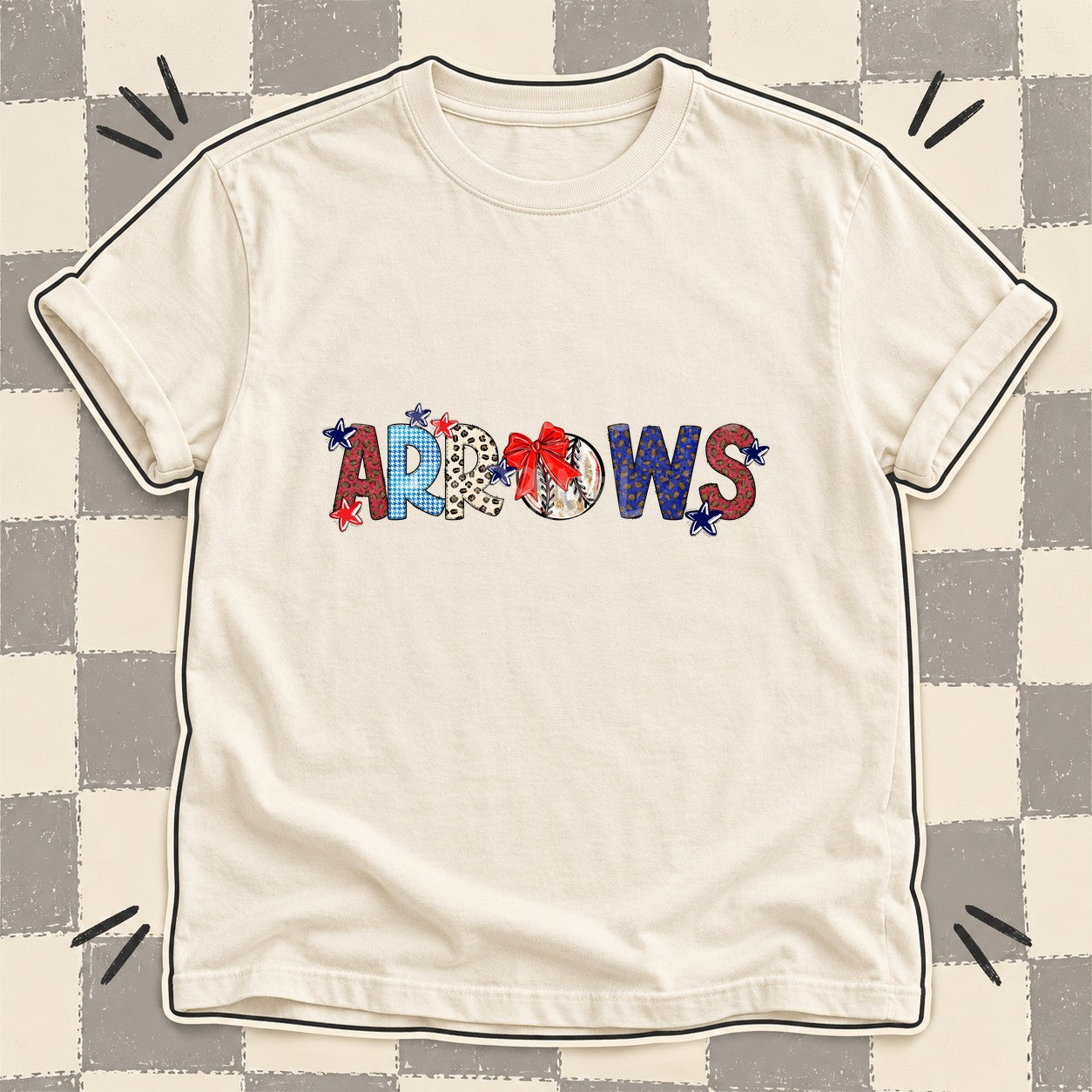 Mixed Doodle Baseball Mascots – Leopard Red Navy Arrows design