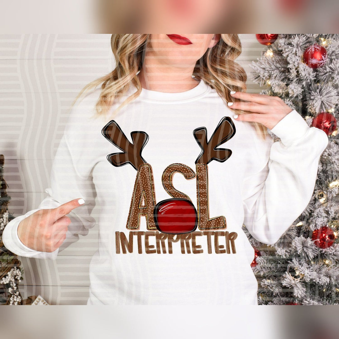 ASL Interpreter Deer Antler School Staff DTF transfer