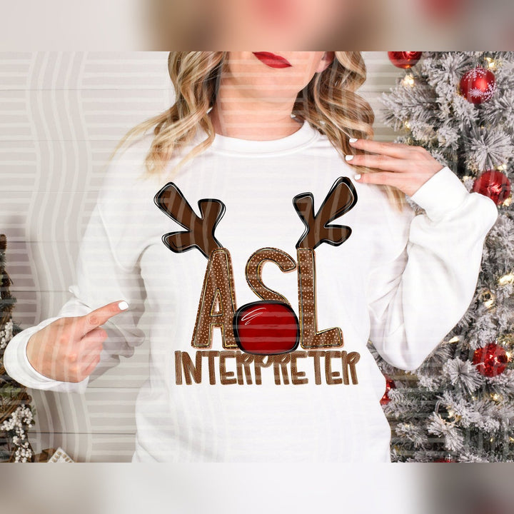 ASL Interpreter Deer Antler School Staff DTF transfer