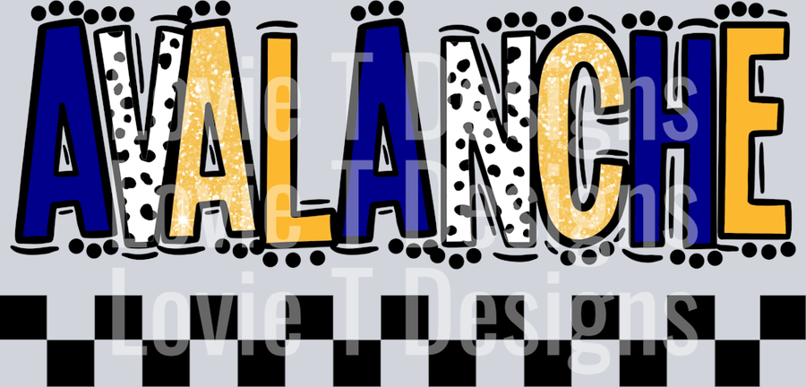 AVALANCHE DOODLE DOT MASCOT DARK BLUE AND GOLD