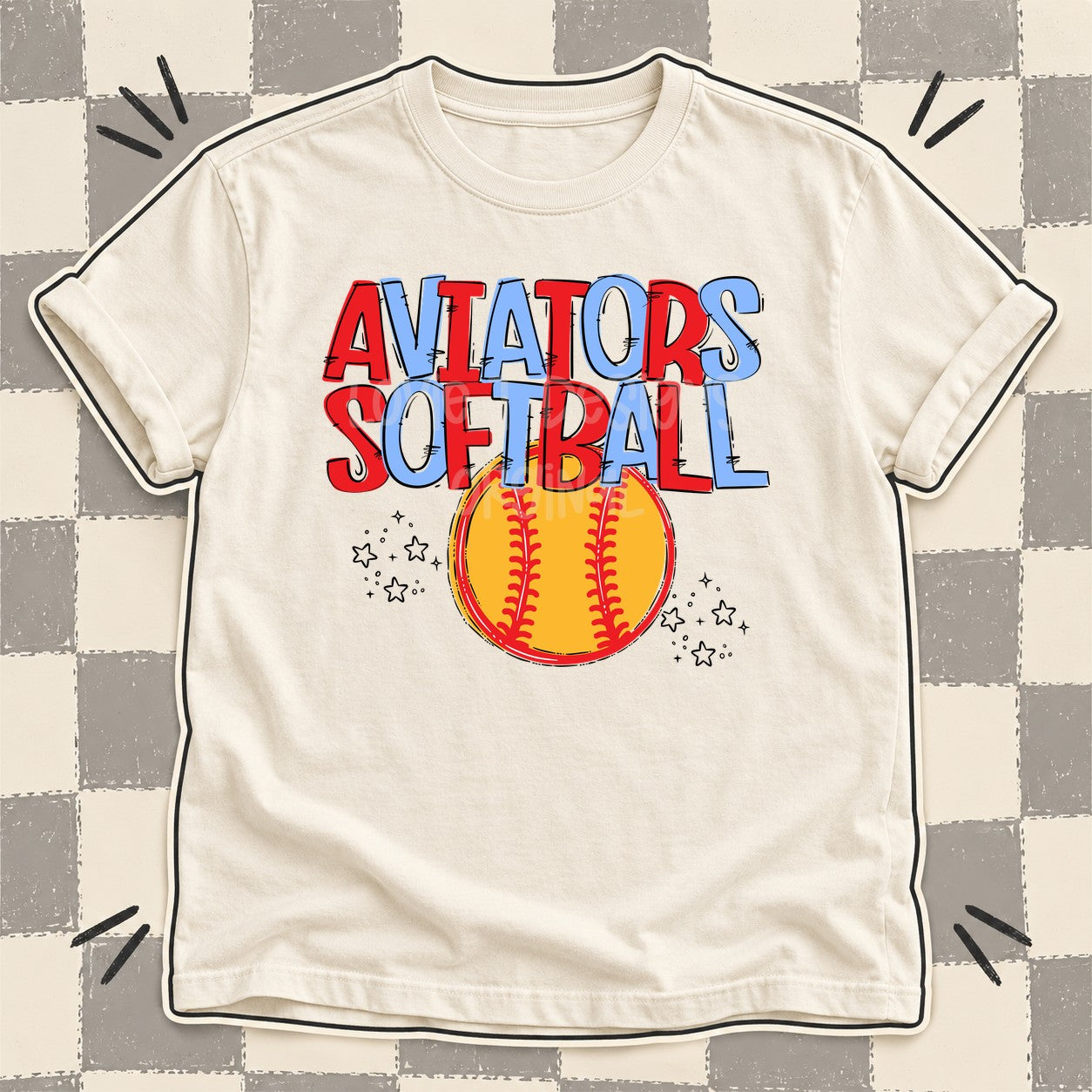 Team Go Softball Mascots Aviators Red Columbia Blue design