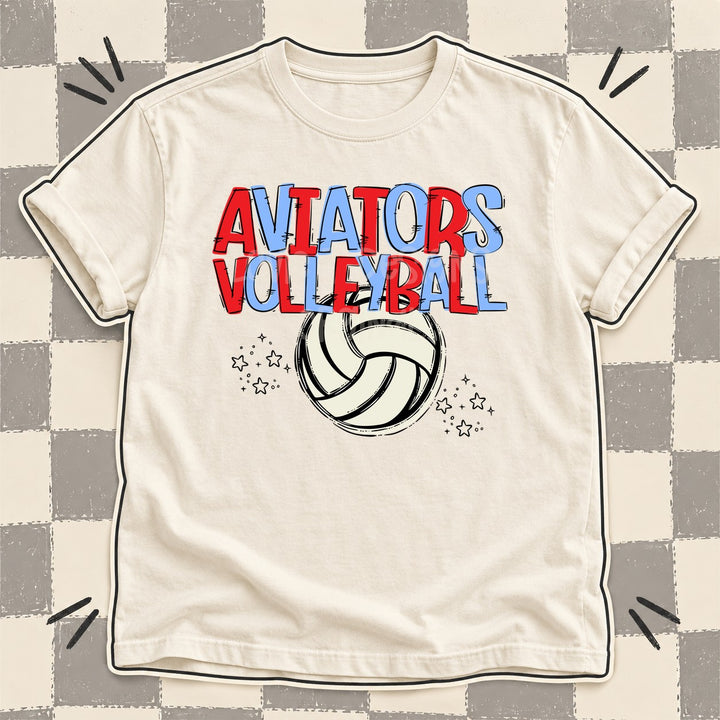 Aviators Red Columbia Blue Team Go Volleyball Mascots DTF transfer mockup