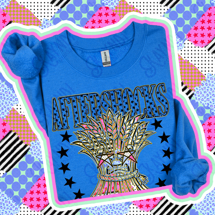 Aftershocks Patchwork Varsity Stars mascot DTF transfer