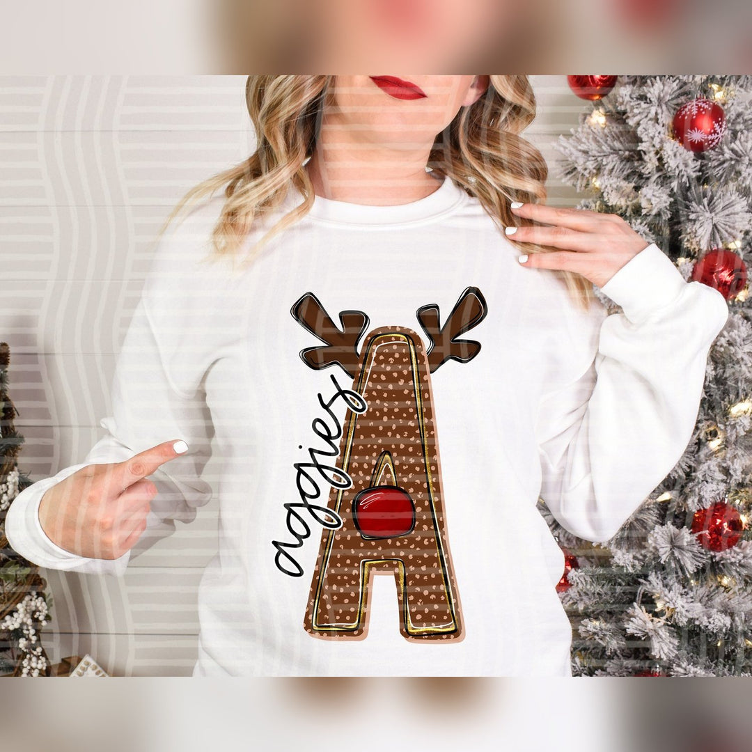 Aggies Deer Antler Initial Mascots DTF transfer