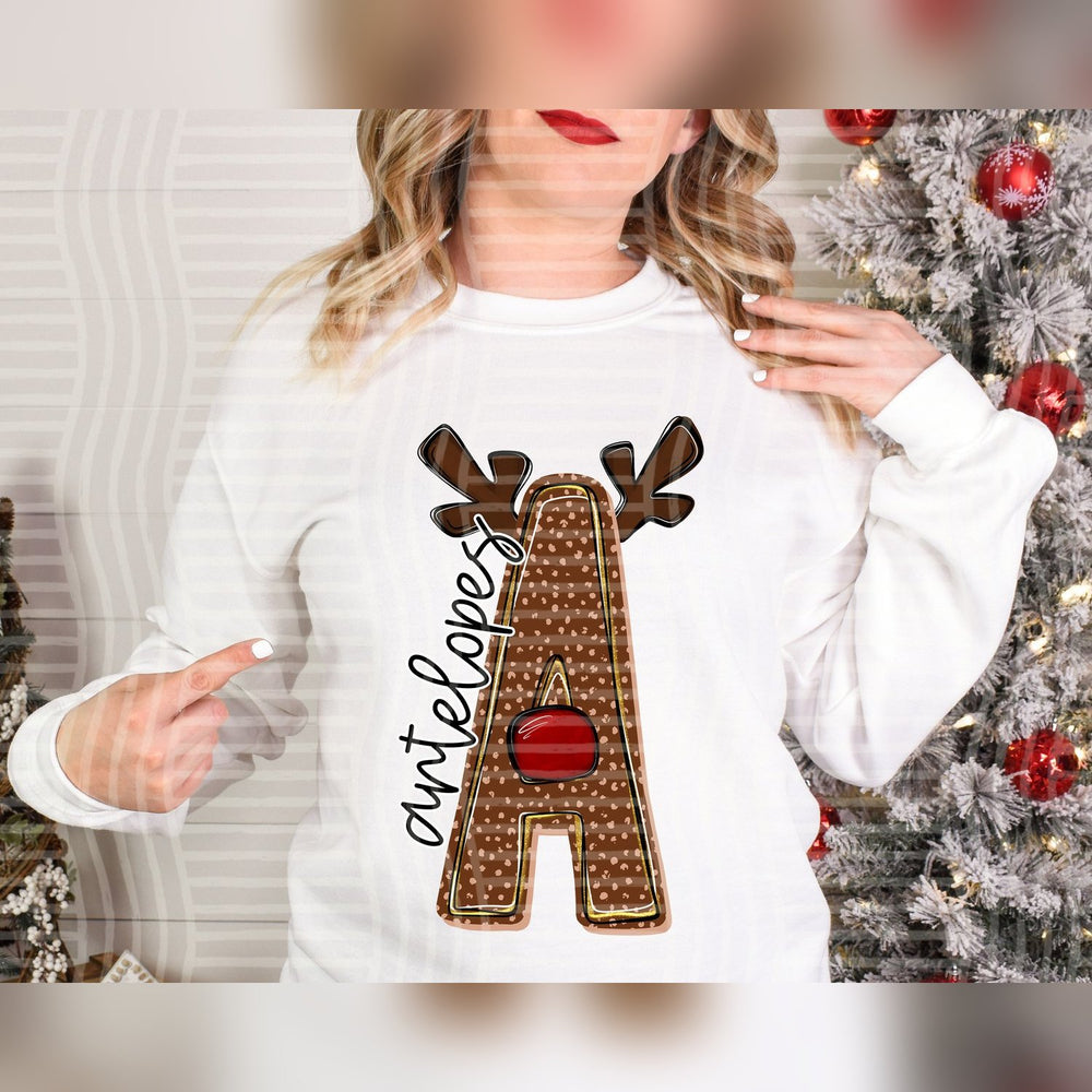 Antelopes Deer Antler Initial Mascots DTF transfer