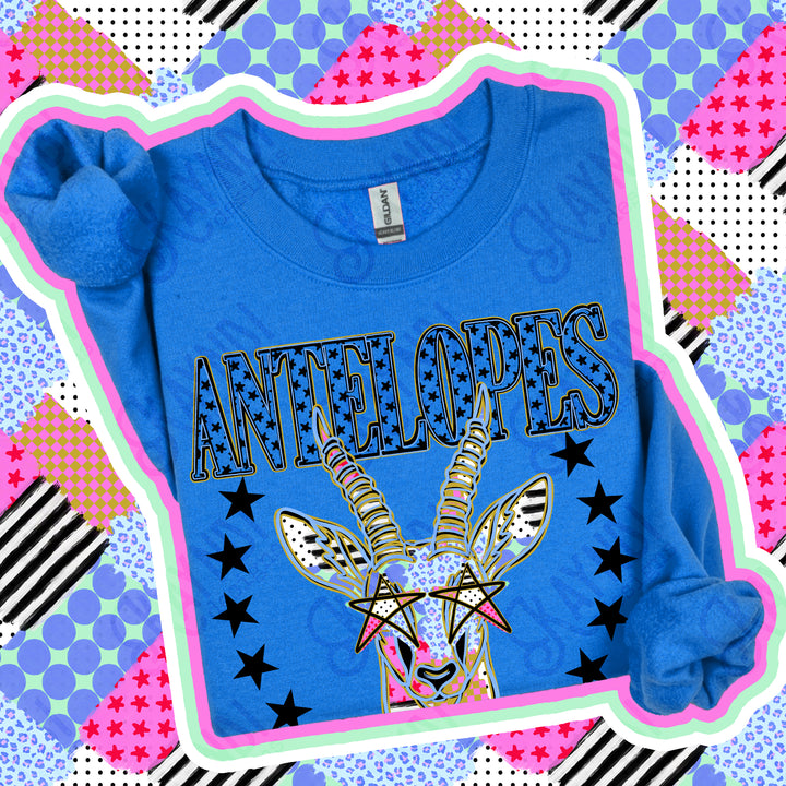 Antelopes Patchwork Varsity Stars mascot DTF transfer