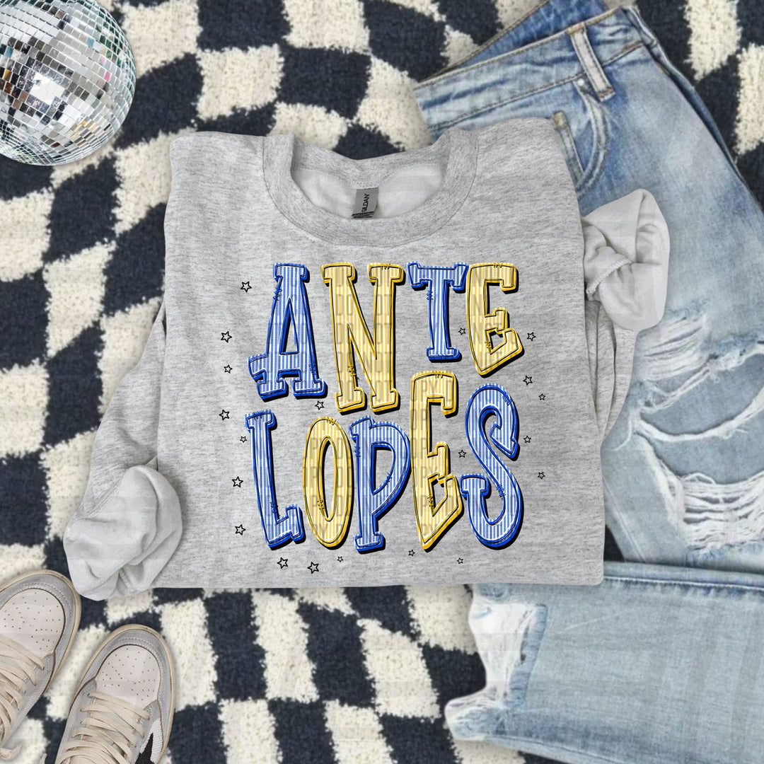 Antelopes Seersucker Chic Two Color Mascots DTF transfer