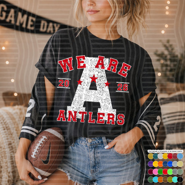 Varsity Initials White Outline Mascots Antlers design
