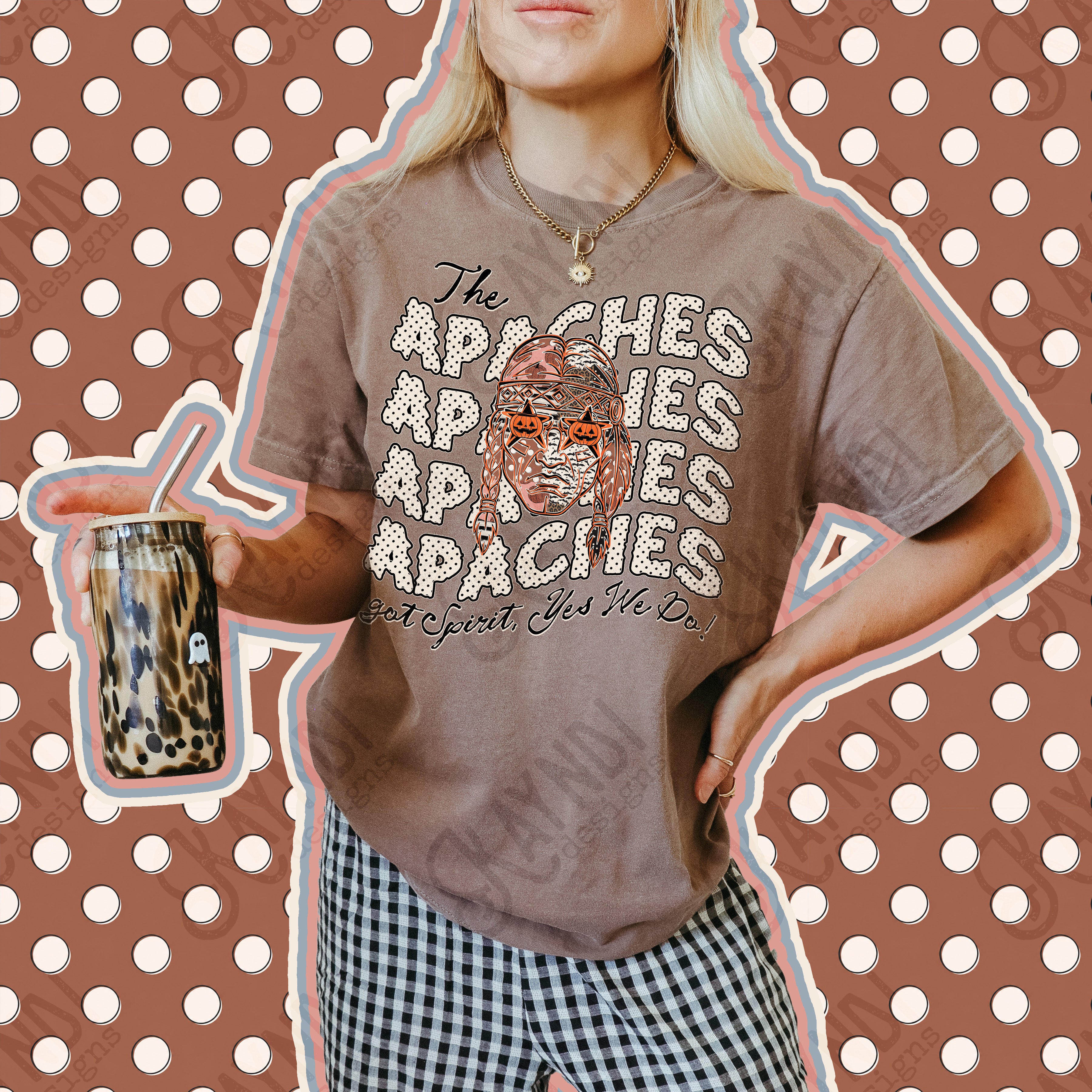 Patchwork Pumpkin Spirit Mascots Apaches design