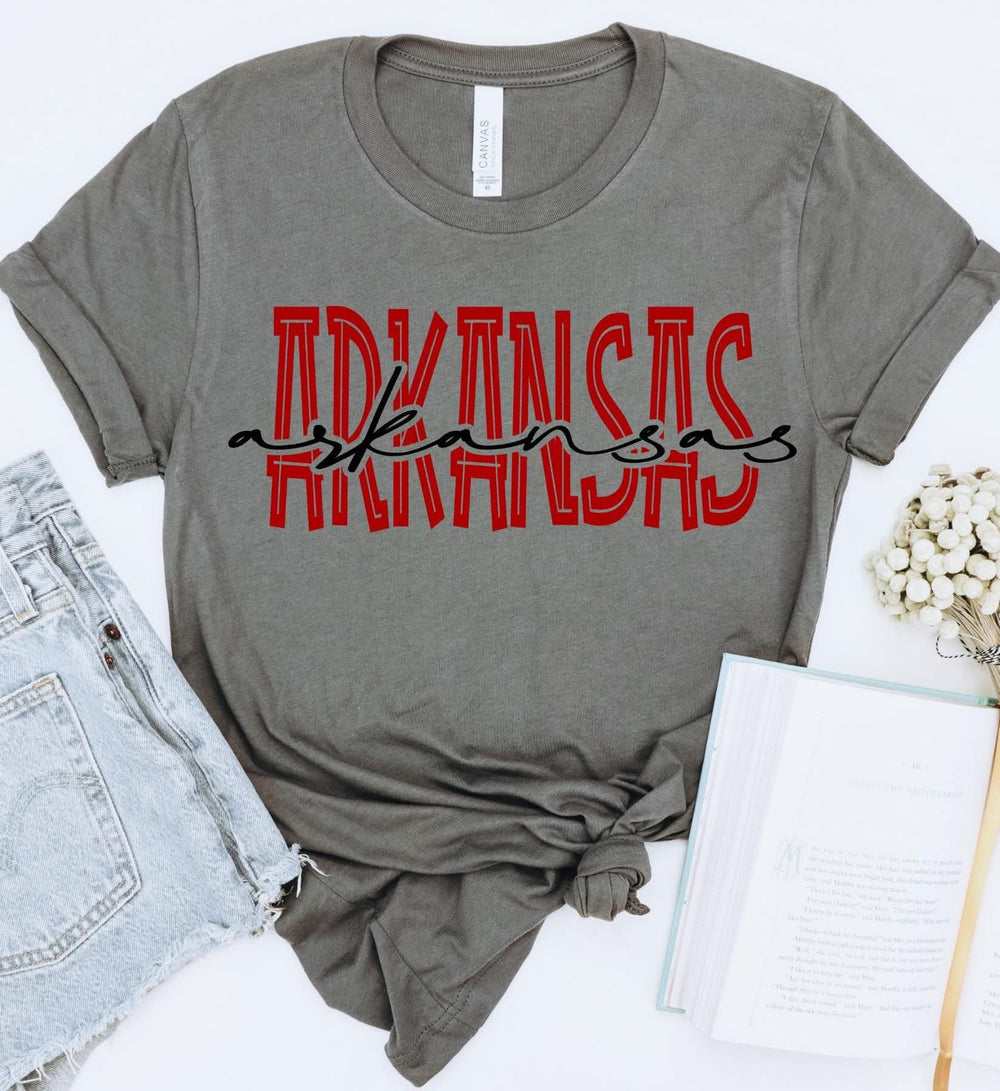 Arkansas Line Cutout Blk DTF transfer design – image 1