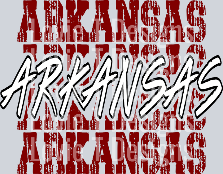 Arkansas Red White Stacked
