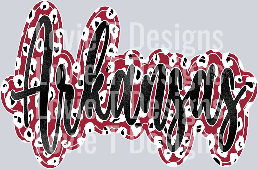 Arkansas Script Cardinal Leopard Black Foil