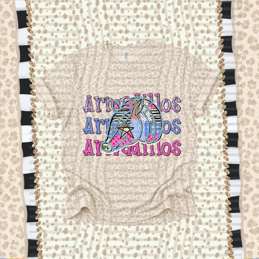 Armadillos Dolly Doodle mascot DTF transfer
