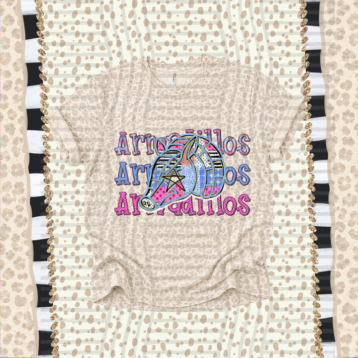 Armadillos Dolly Doodle mascot DTF transfer