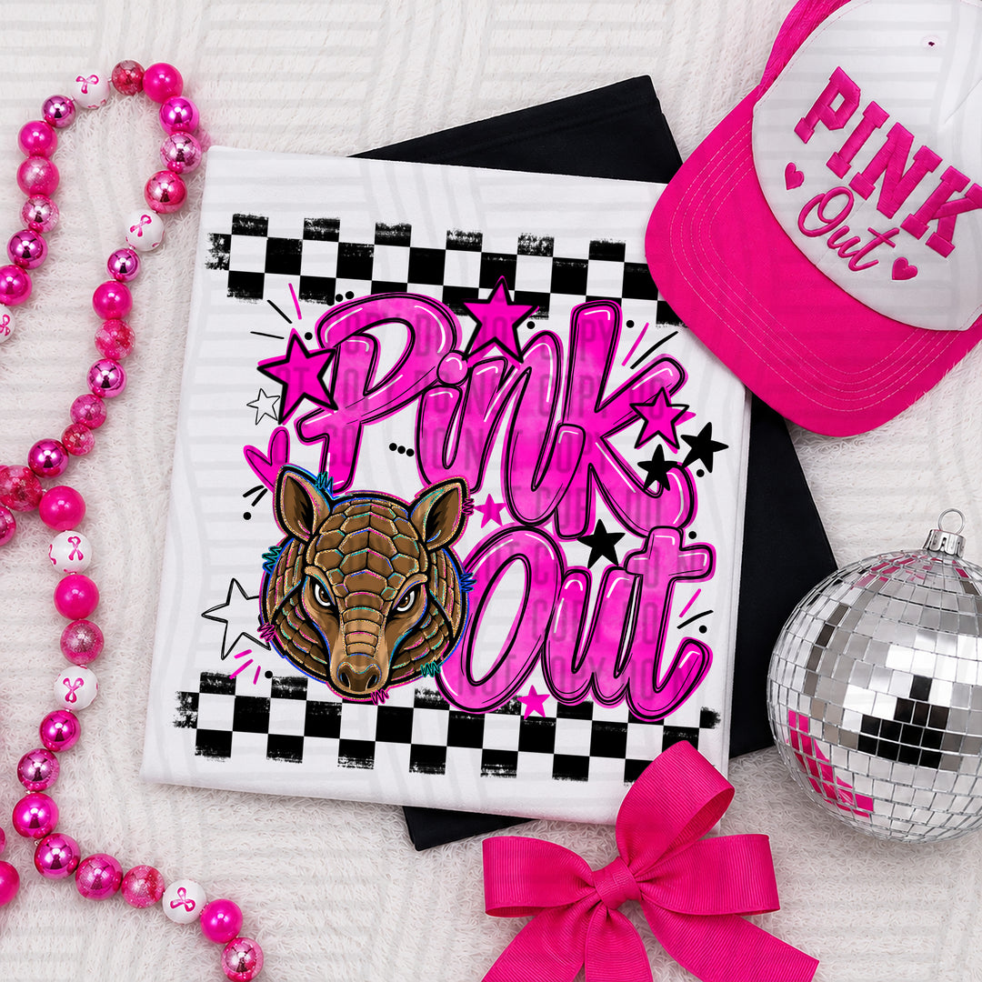 Armadillos Pink Out mascot DTF transfer