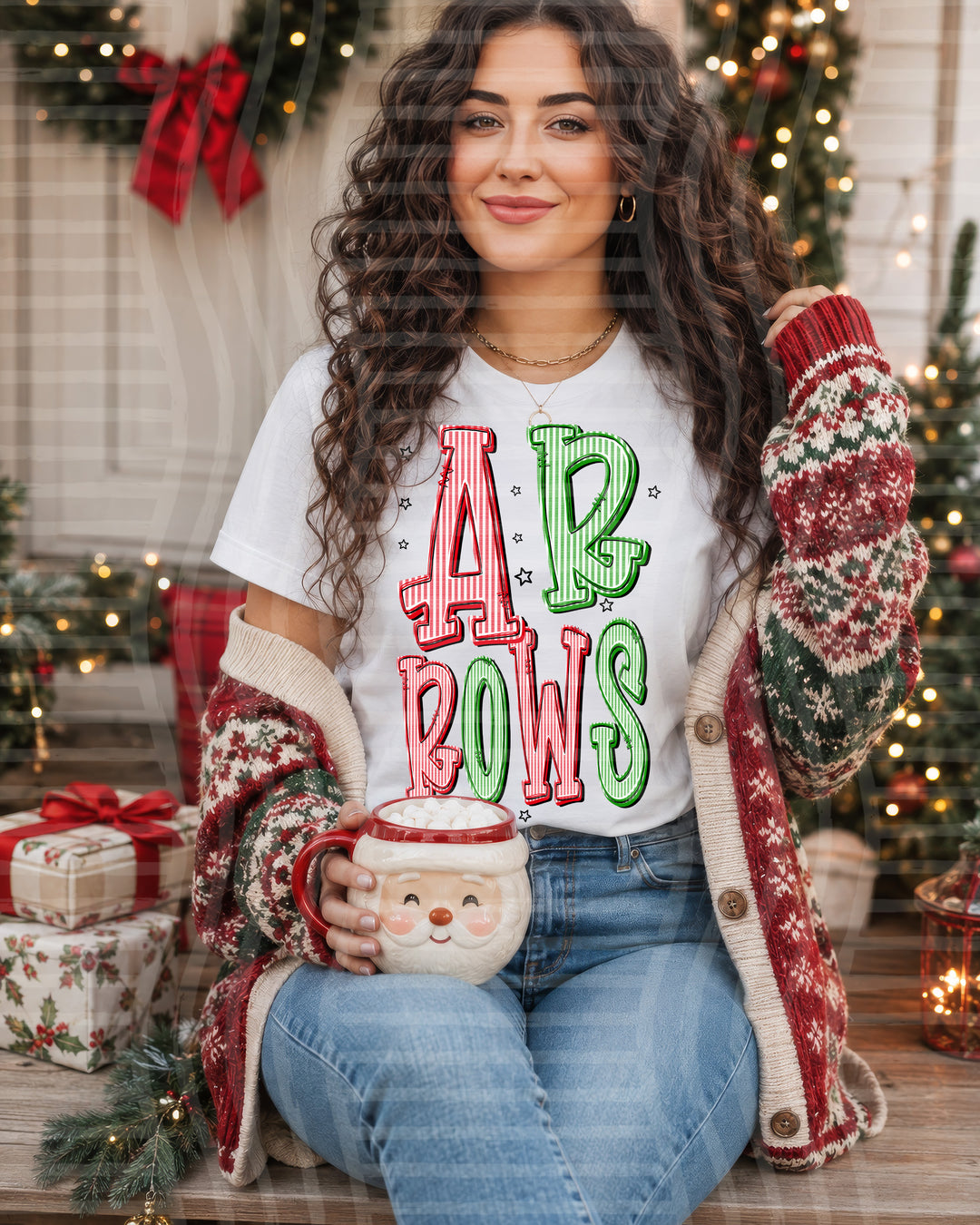 Arrows Red and Green Christmas Seersucker Mascots DTF transfer