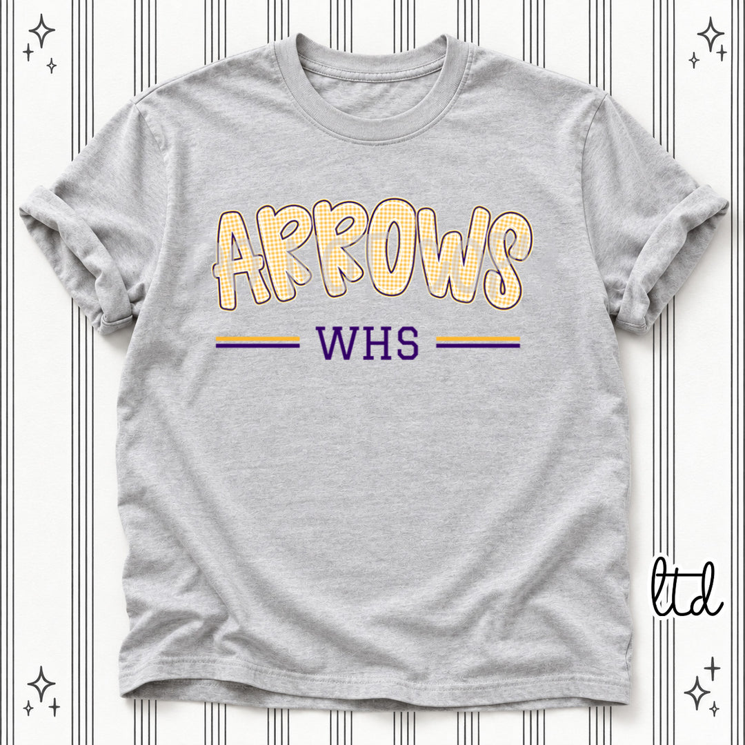 Arrows WHS Purple Yellow Gold Gingham School Spirit DTF transfer
