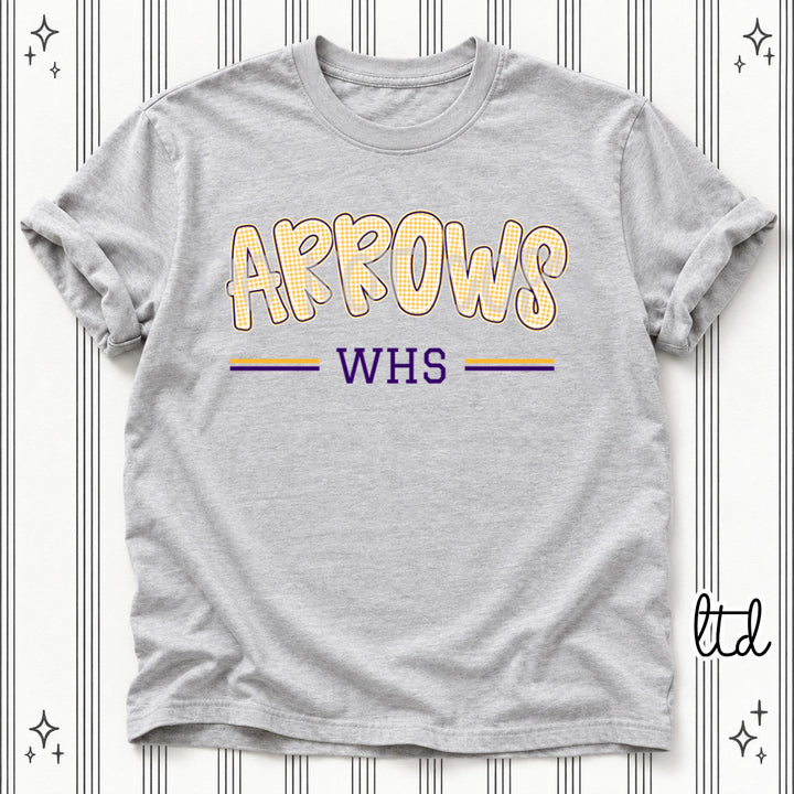 Arrows WHS Purple Yellow Gold Gingham School Spirit DTF transfer