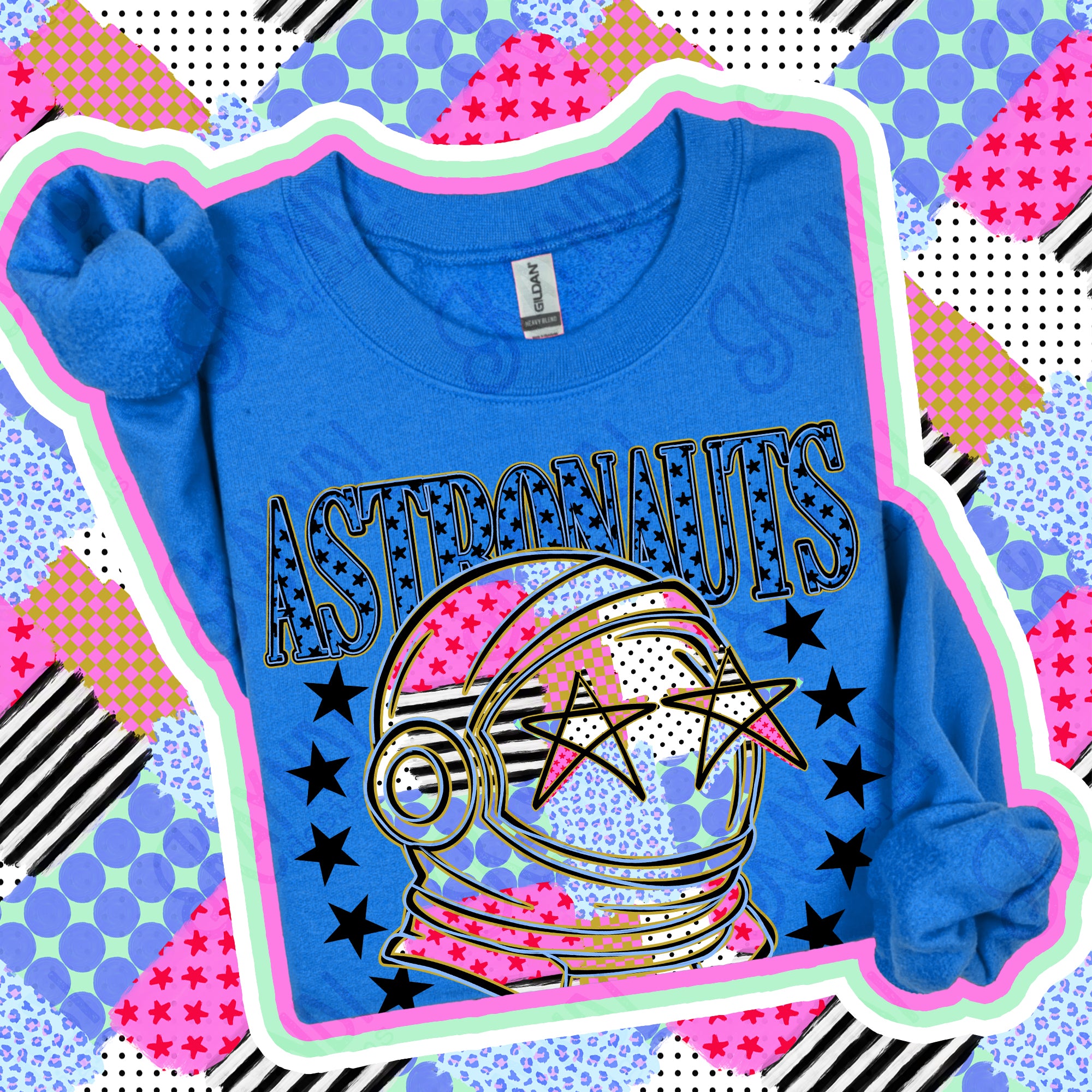 Patchwork Varsity Stars Mascots Astronauts design