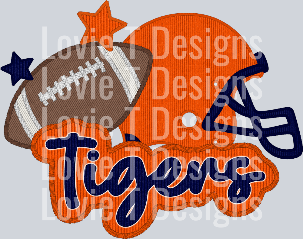 Auburn Tigers Helmet and Football Faux Applique