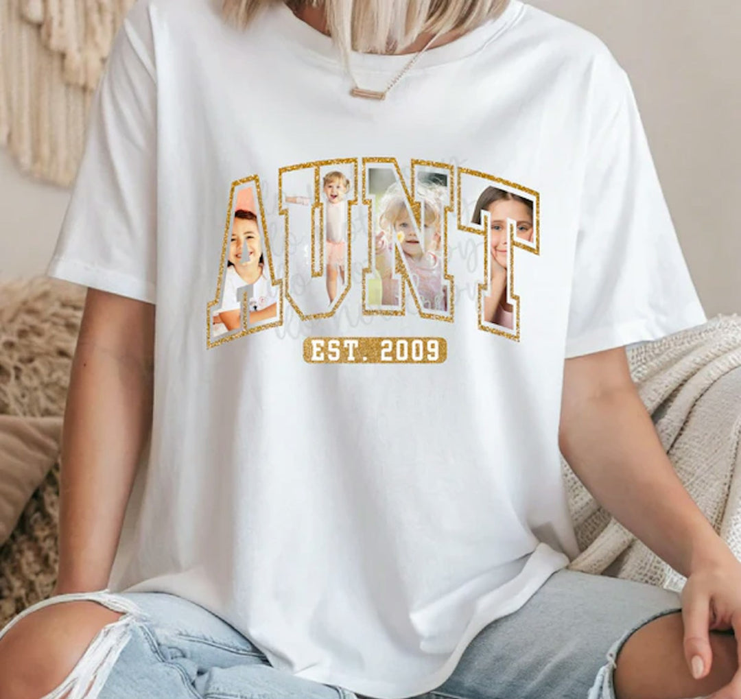 Aunt Est. Date Photo customizable DTF transfer mockup