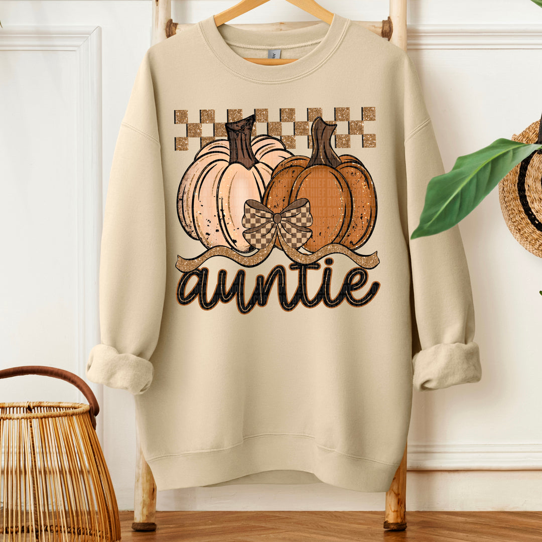 AUNTIE FALL CHECKERED GLITTER PUMPKIN