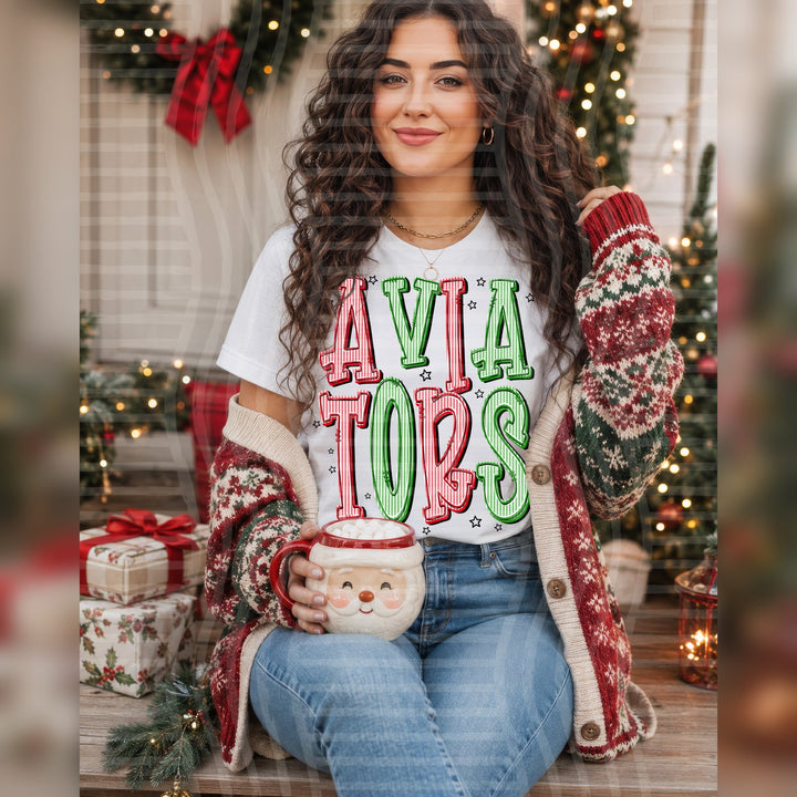 Aviators Christmas Seersucker Mascots DTF transfer