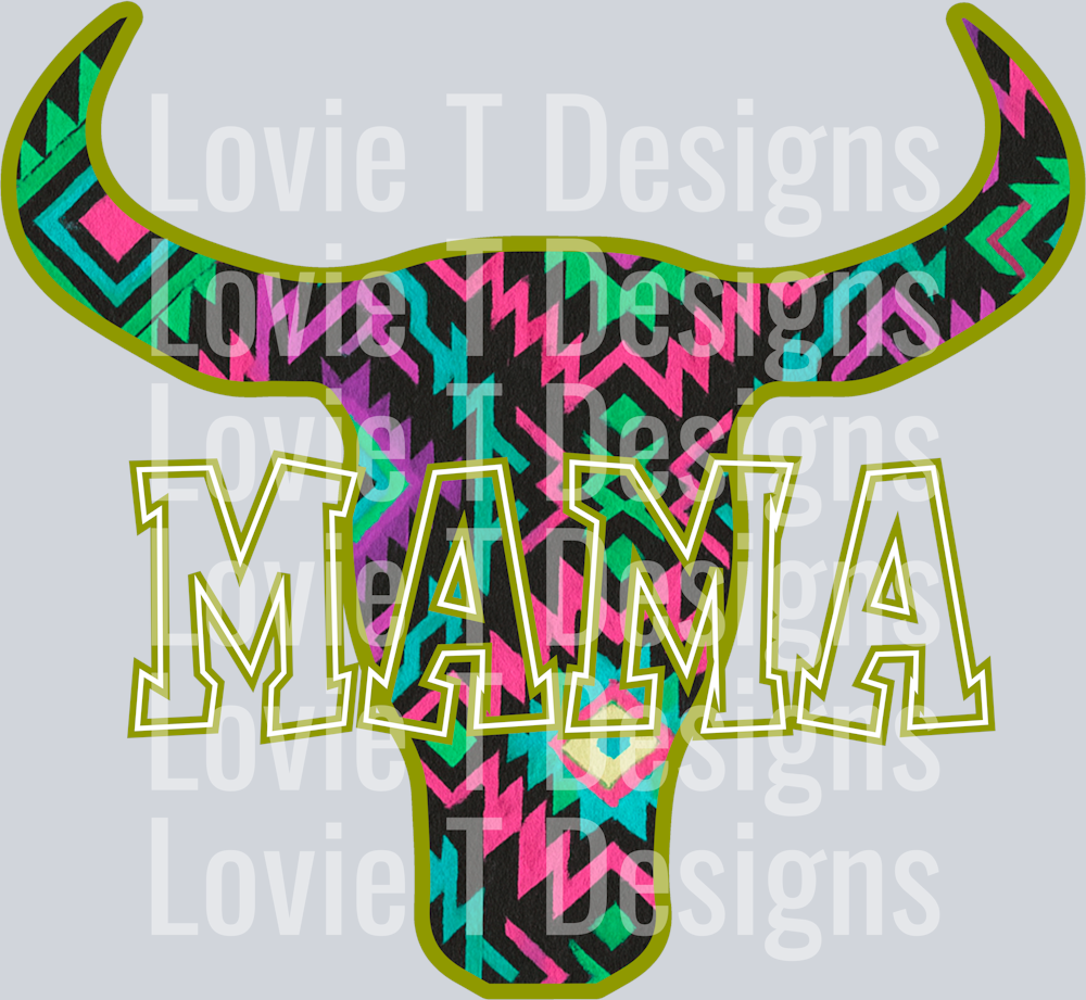Aztec Bull Head Mama Bright Green