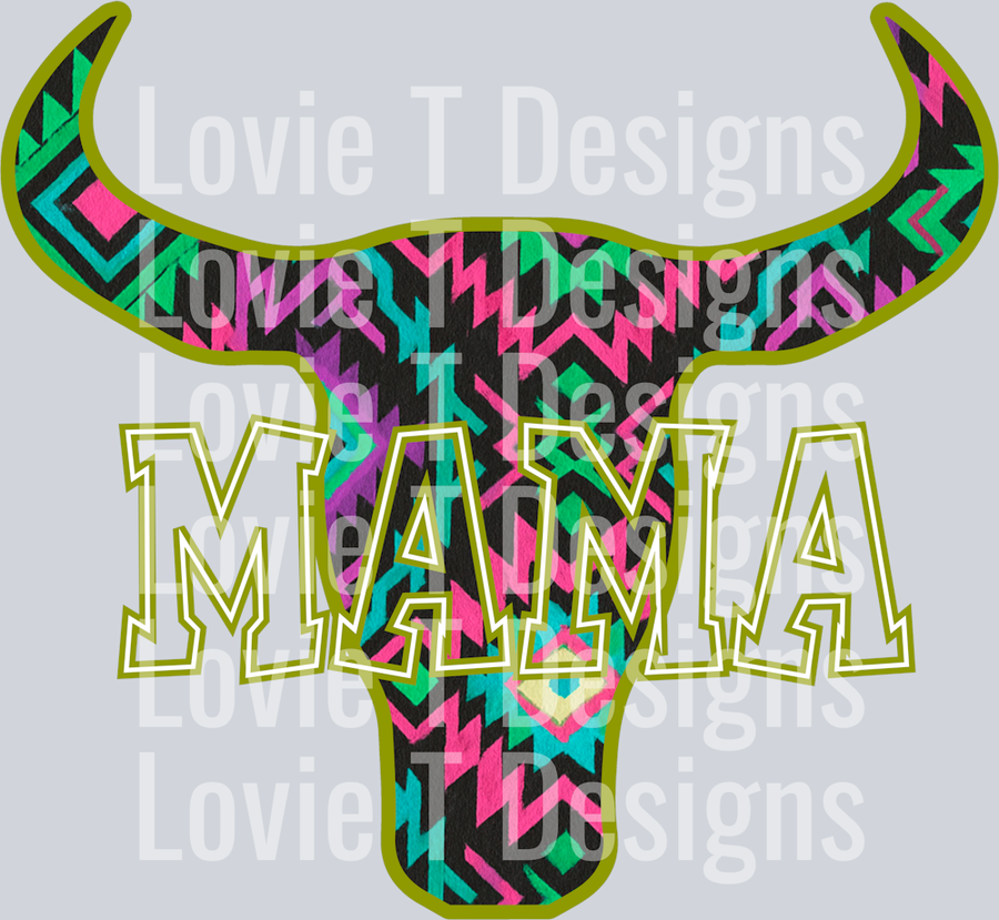 Aztec Bull Head Mama Bright Green