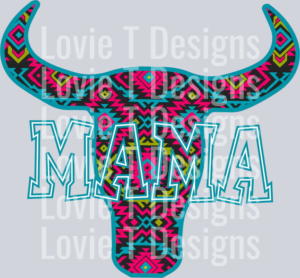 Aztec Bull Head Mama Teal
