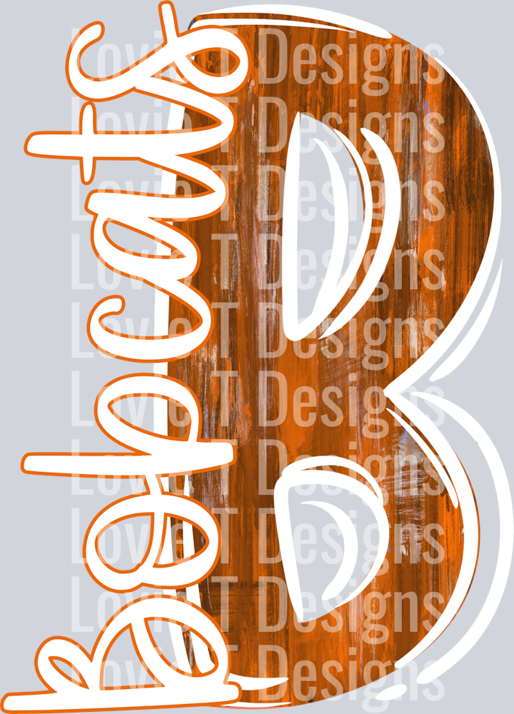 B BOBCATS ORANGE AND WHITE