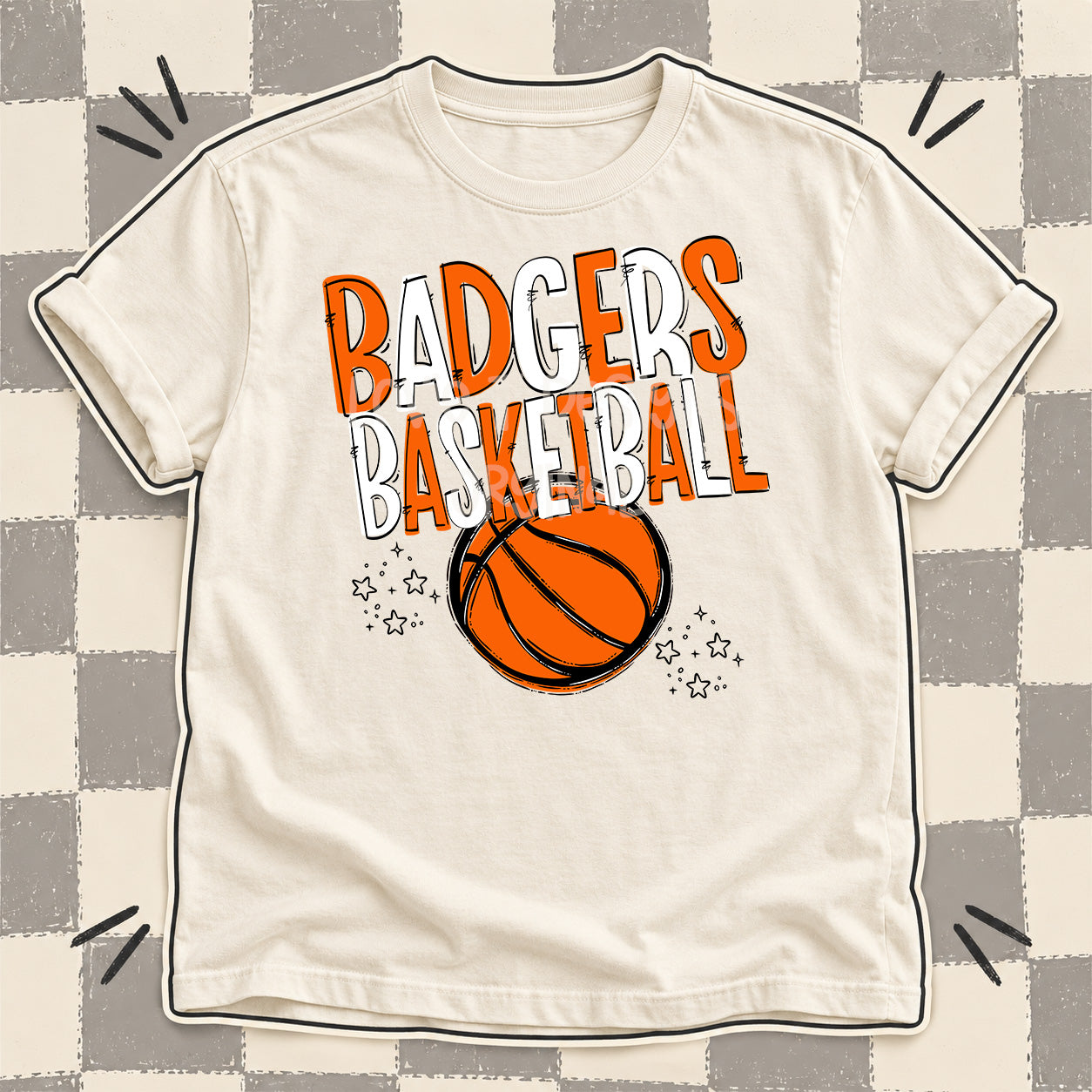 Team Go Basketball Mascots Badgers Orange White design