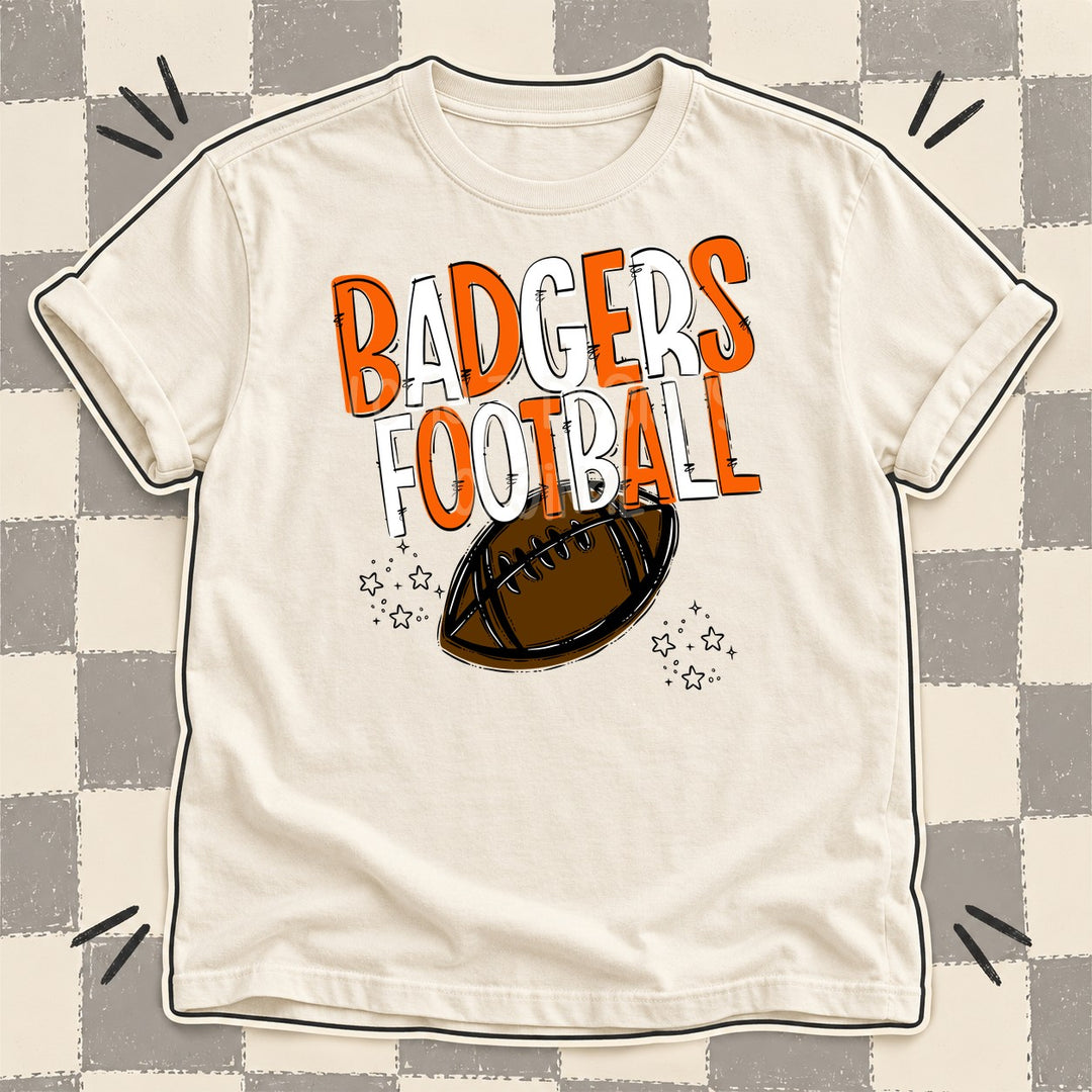 Badgers Orange White Team Go Football Mascots DTF transfer mockup