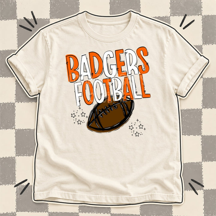 Badgers Orange White Team Go Football Mascots DTF transfer mockup