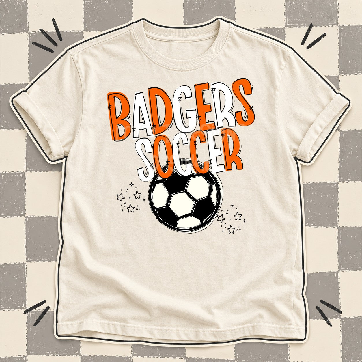 Team Go Soccer Mascots Badgers Orange White design