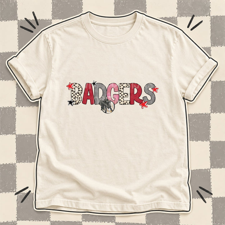 Badgers Mixed Doodle Baseball Mascots – Stitched Ballpark DTF transfer mockup