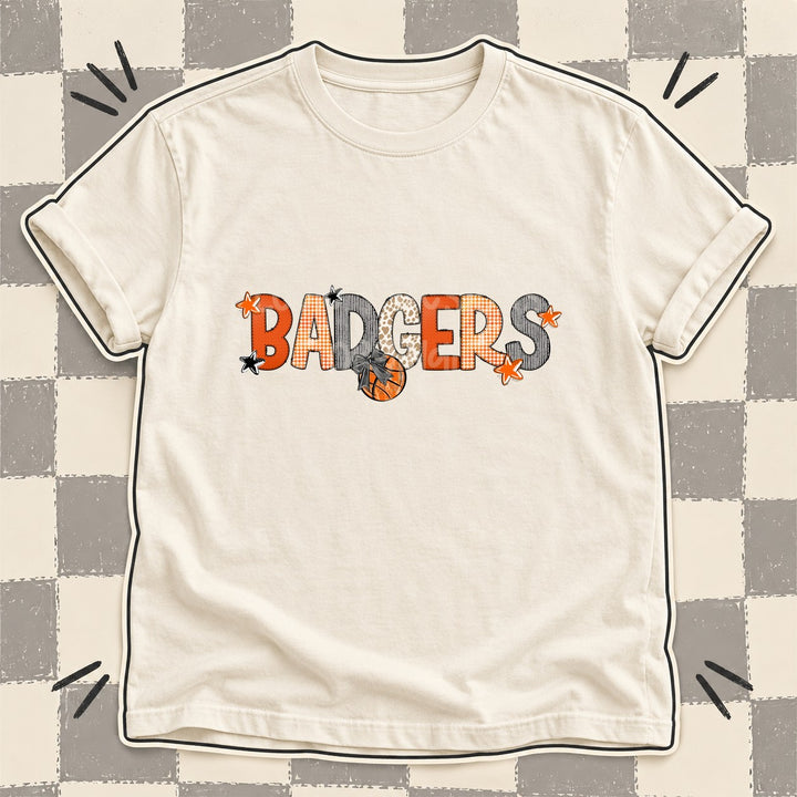 Badgers Mixed Doodle Basketball Mascots – Hoops Houndstooth DTF transfer mockup