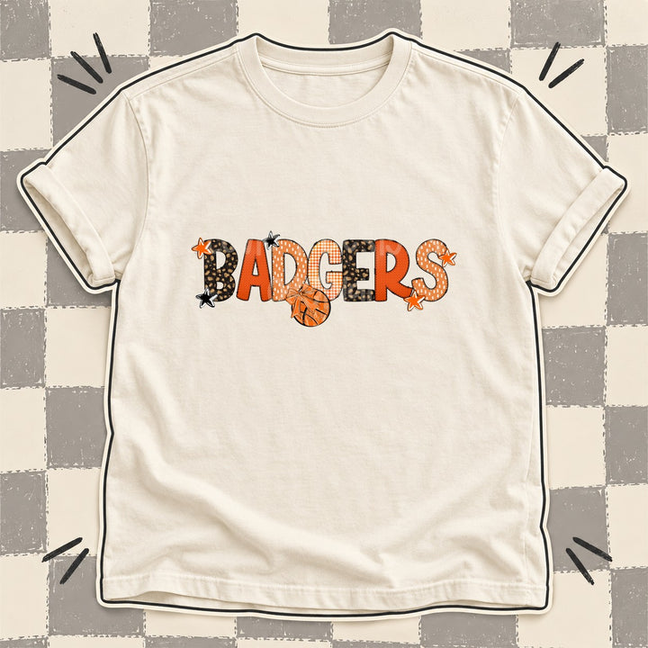 Badgers Mixed Doodle Basketball Mascots – Leopard Court DTF transfer mockup