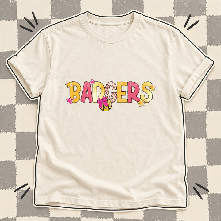 Badgers Mixed Doodle Softball Mascots – Stitched Softball DTF transfer mockup