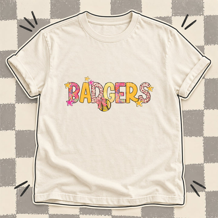 Badgers Mixed Doodle Softball Mascots – Softball Brights DTF transfer mockup