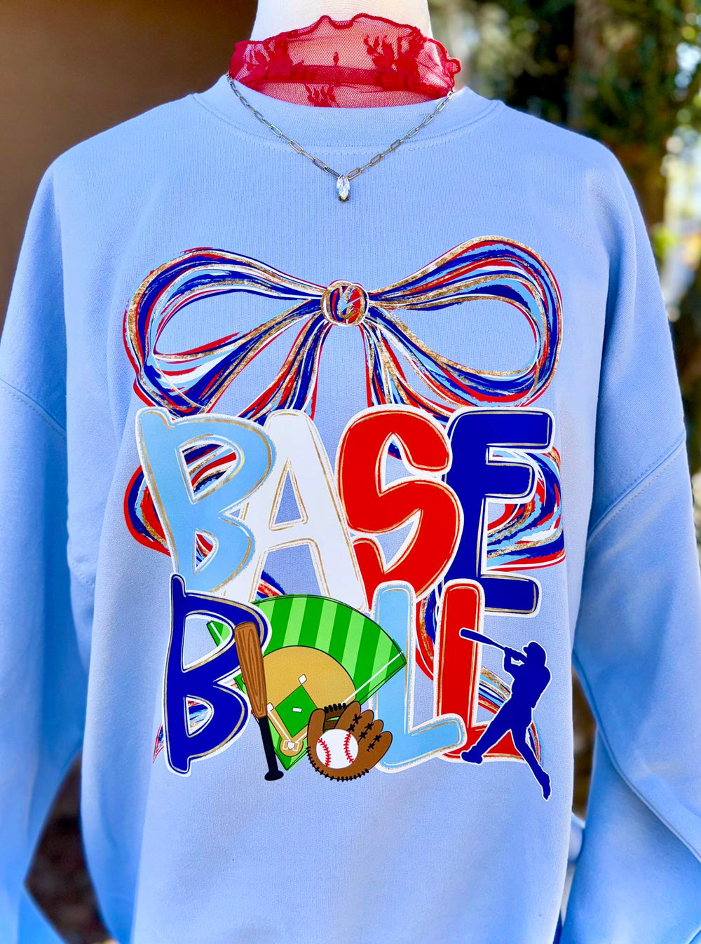 Baseball Bow DTF transfer design