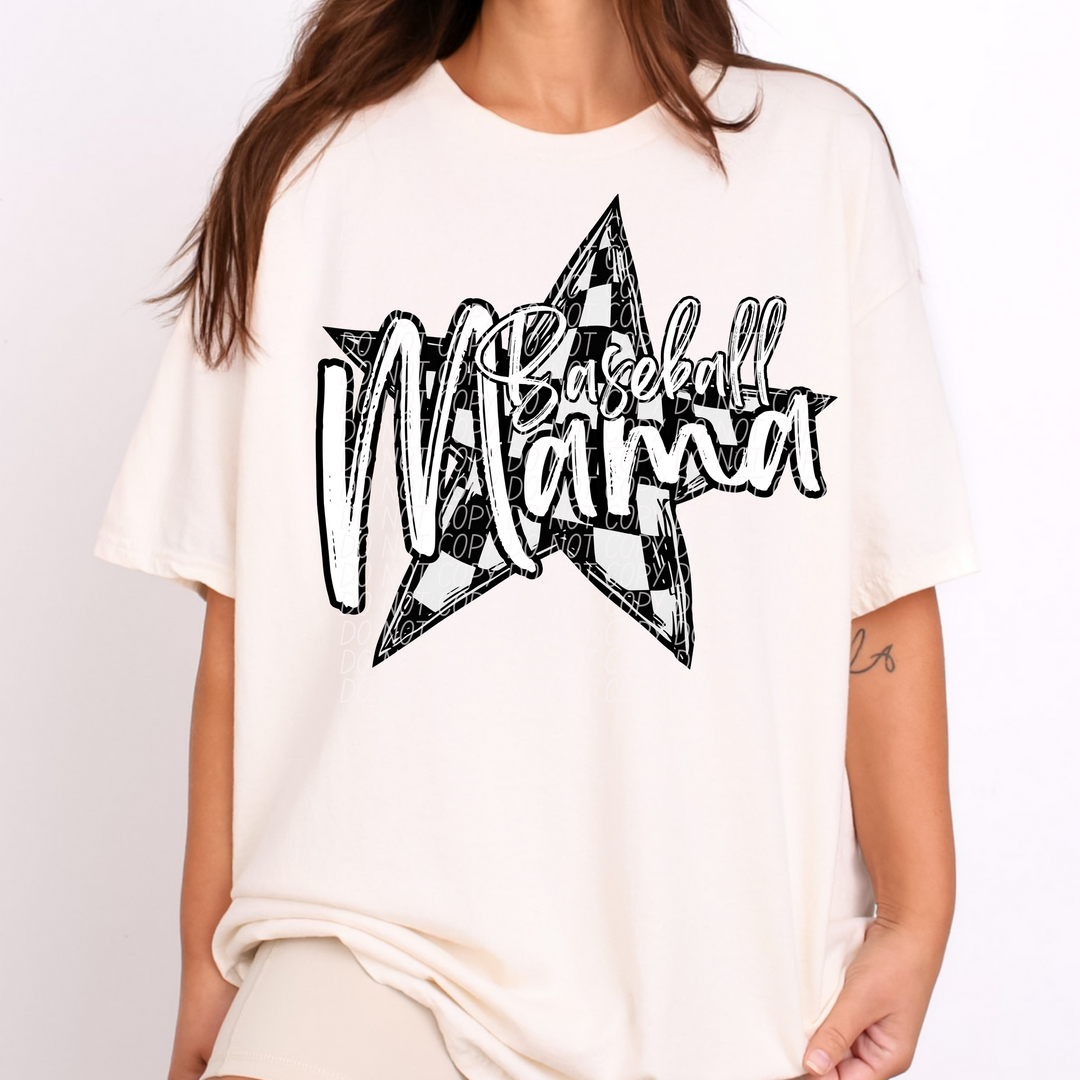 BASEBALL MAMA STAR WHITE