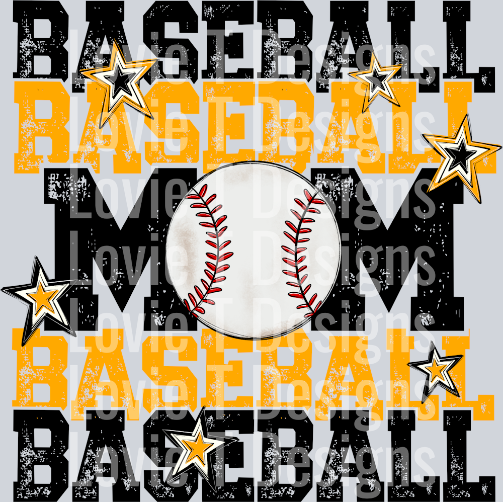 Baseball Mom_BLACK AND YELLOW GOLD