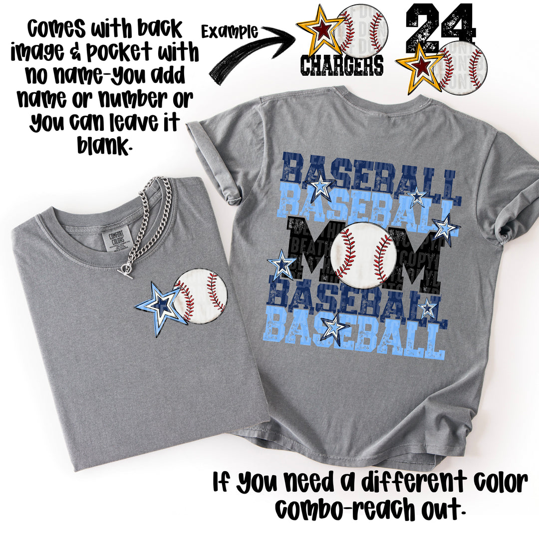 BASEBALL MOM  CAROLINA BLUE AND NAVY