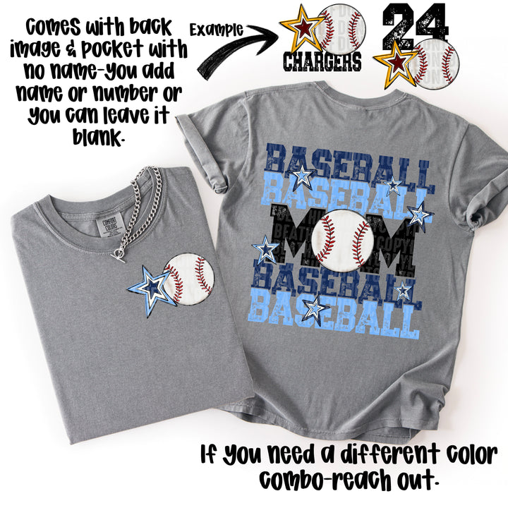 BASEBALL MOM  CAROLINA BLUE AND NAVY