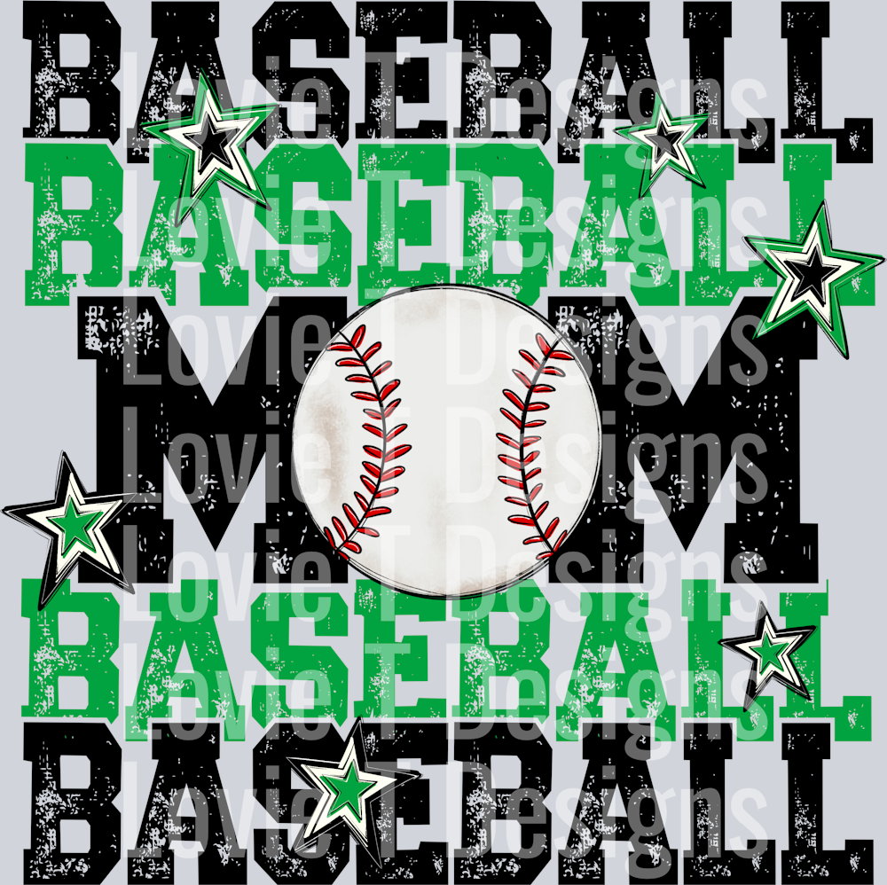 Baseball Mom_KELLY GREEN AND BLACK