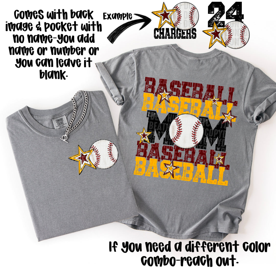 BASEBALL MOM MAROON YELLOW GOLD