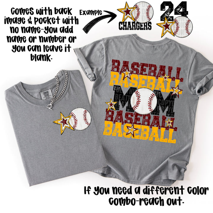 BASEBALL MOM MAROON YELLOW GOLD