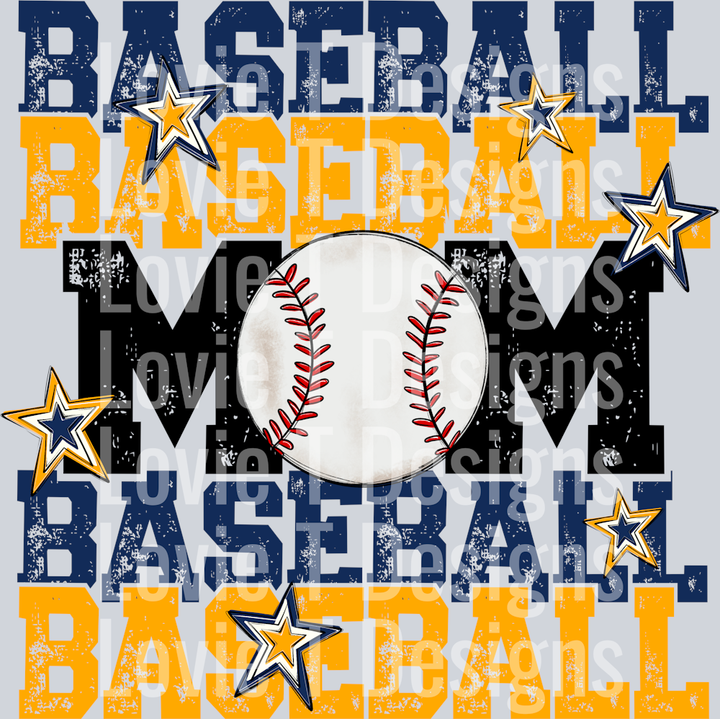 Baseball Mom_NAVY YELLOW GOLD