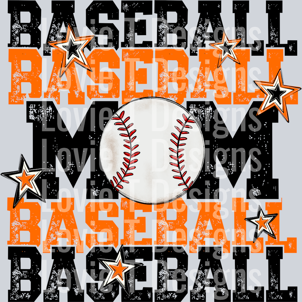 Baseball Mom_Orange BLACK